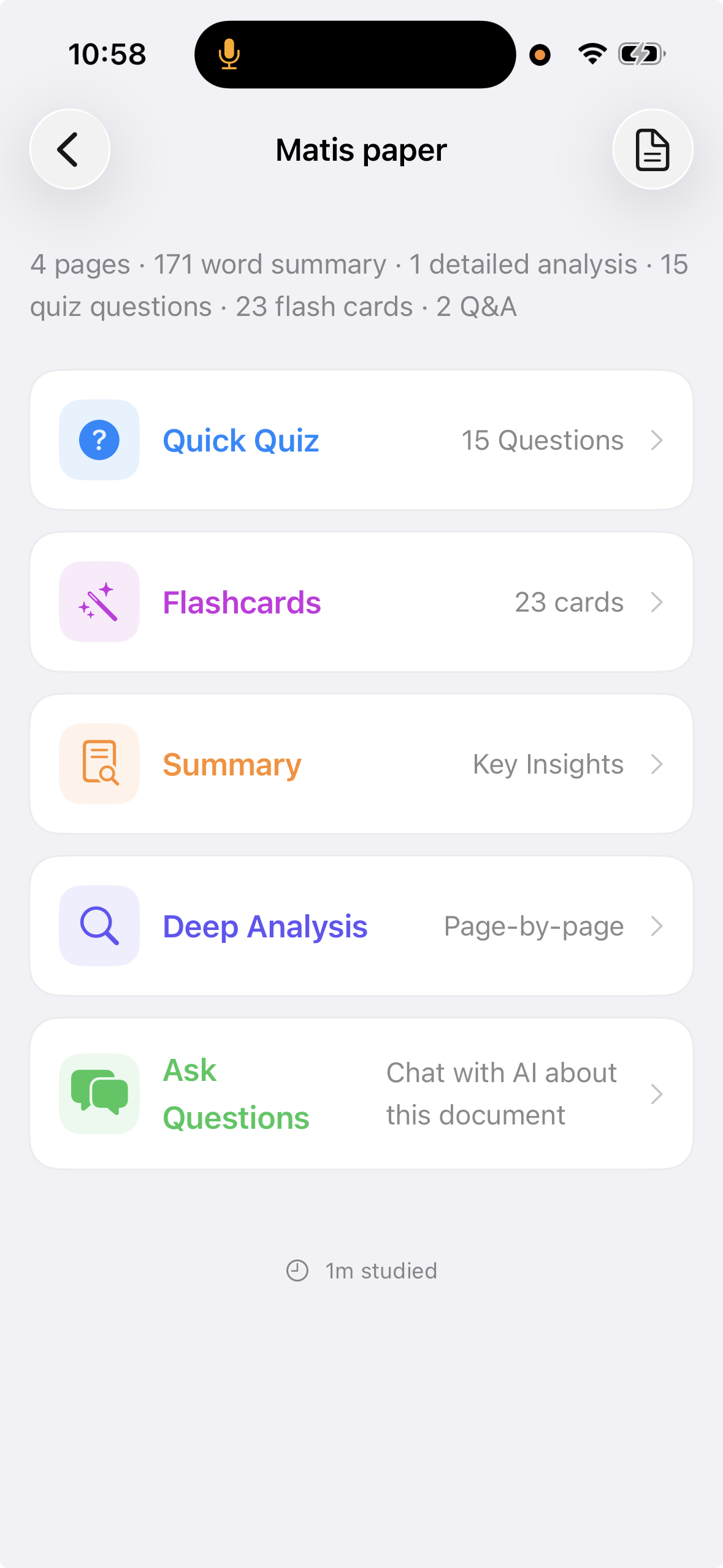 Omni document dashboard screen