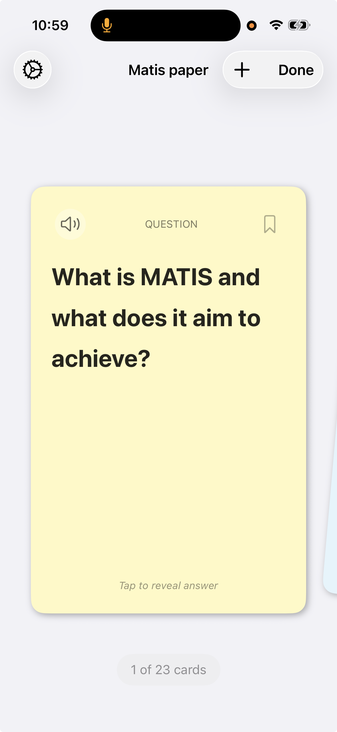Omni flashcards carousel screen